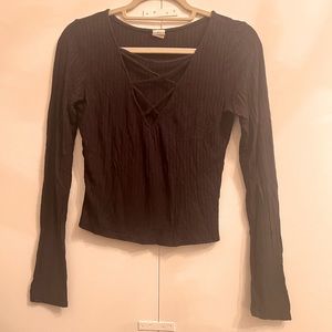 Womens black going out long sleeve sexy top